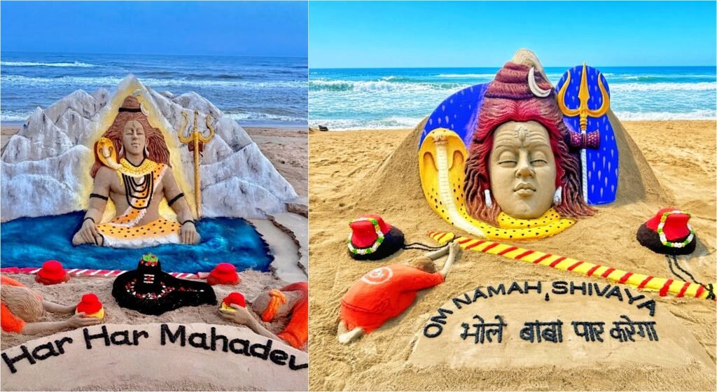Sand artist Sudarsan celebrates Kanwariya devotion with 7 ft Lord Shiva ...